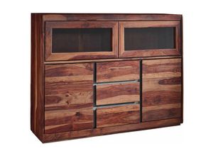 4251213537319 - Massivmoebel24de - Highboard Sheesham 150x40x115 noble unique lackiert sydney 103 - braun