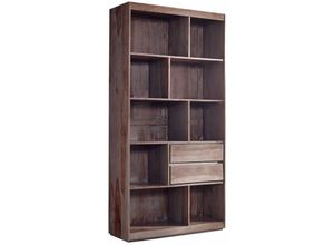 4251213537463 - Massivmoebel24 - Regal Sheesham 102x40x205 smoked oak lackiert sydney 224 - grau