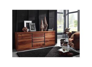 4251213537517 - Massivmoebel24 - Sideboard Sheesham 187x46x77 noble unique lackiert sydney 107 - braun