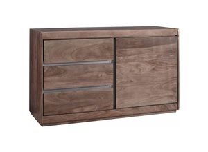 4251213537524 - Massivmoebel24 - Sideboard Sheesham 127x46x77 smoked oak lackiert sydney 206 - grau