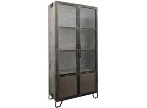 4251213542030 - Massivmoebel24de - Vitrine Mango 90x40x190 grau lackiert heavy industry 123 - grau