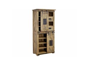 4251213544270 - Massivmoebel24de - Schrank Mango 80x45x175 natur lackiert railway 117 Eisen - natur