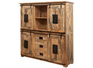 4251213544300 - Massivmoebel24de - Highboard Mango 150x45x160 natur lackiert railway 125 - natur