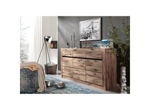 4251213545888 - Massivmoebel24 - Sideboard Wild- Zerreiche 155x45x85 bianco geölt montreux 210 - beige