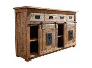 4251213547226 - Massivmoebel24 - Sideboard Mango 150x45x90 natur lackiert railway 120 - natur