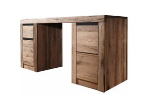 4251213551087 - Massivmoebel24 - Schreibtisch Wild- Zerreiche 150x50x75 tabacco brown geölt MONTREUX 319 - braun