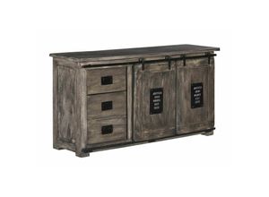 4251213554927 - Massivmoebel24de - Sideboard Mango 150x45x80 grau lackiert railway 200 - grau