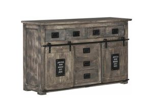 4251213555009 - Massivmoebel24 - Sideboard Mango 150x45x90 grau lackiert railway 219 - grau