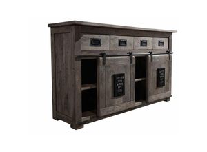 4251213555023 - Sideboard Mango 150x45x90 grau lackiert RAILWAY 220 - grau