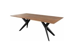 4251213556174 - Massivmoebel24 - Esstisch Akazie 160x90x76 natur lackiert Beine anthrazit matt swiss edge 11 - natur