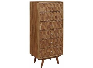 4251213557515 - Massivmoebel24 - Kommode Akazie 53x42x125 natur lackiert mosayk 108 - natur