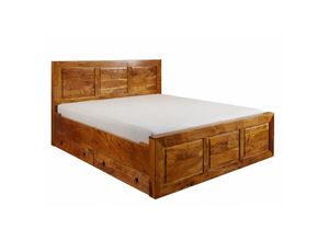 4251213559830 - Massivmoebel24 - Bett Akazie 140x200x114 honig lackiert oxford 0304 - hellbraun