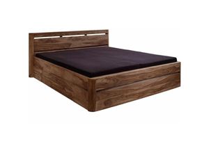 4251213560430 - Massivmoebel24 - Bett mit Schublade Sheesham 200x200 smoked cherry gebeizt toronto 159 - dunkelbraun