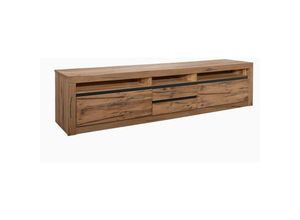 4251213561369 - Massivmoebel24 - TV-Board Wild- Zerreiche 220x50x55 tabacco brown geölt montreux 240 - braun