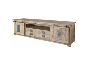 4251213562106 - Massivmoebel24 - TV-Board Mango 200x55x55 whitewash lackiert railway 348 - beige