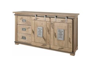 4251213562144 - Massivmoebel24de - Sideboard Mango 150x45x80 whitewash lackiert railway 300 - beige