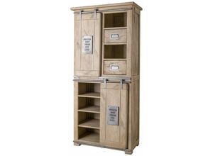 4251213562298 - Schrank Mango 80x45x175 whitewash lackiert RAILWAY 317 - beige