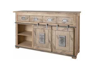 4251213562304 - Massivmoebel24de - Sideboard Mango 150x45x90 whitewash lackiert railway 319 - beige