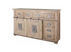 4251213562311 - Massivmoebel24 - Sideboard Mango 150x45x90 whitewash lackiert railway 320 - beige