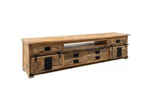 4251213563509 - Massivmoebel24 - TV-Board Mango 240x50x60 natur lackiert railway 156 - natur