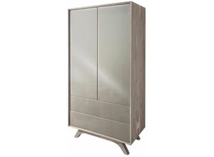 4251213563639 - Massivmoebel24 - Kleiderschrank Akazie 90x50x175 braun-creme lackiert tromso 002 - hellbraun   creme