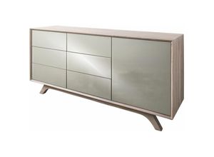 4251213563691 - Massivmoebel24de - Sideboard Akazie 165x45x80 braun-creme lackiert tromso 008 - hellbraun   creme