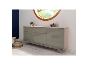 4251213563707 - Massivmoebel24 - Sideboard Akazie 185x45x80 braun-creme lackiert tromso 009 - hellbraun   creme