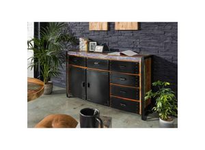 4251213565626 - Massivmoebel24 - Sideboard Altholz 148x43x90 mehrfarbig lackiert industrial 104 - mehrfarbig