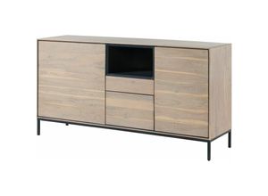 4251213566128 - Massivmoebel24 - Sideboard Akazie 160x45x85 grau-weiß geölt chicago 04 - hellbraun