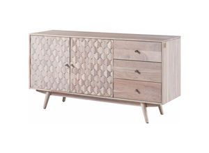 4251213567408 - Sideboard Akazie 145x42x75 weiß lackiert MOSAYK 206 - weiß