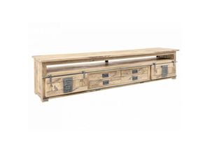 4251213569181 - Massivmoebel24 - TV-Board Mango 260x50x60 whitewash lackiert railway 355 - beige