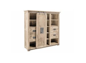 4251213569259 - Massivmoebel24de - Highboard Mango 142x45x147 whitewash lackiert railway 362 - beige