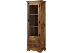 4251213572990 - Massivmoebel24de - Vitrine Mango 65x45x190 dunkelbraun geölt rodez 151 - dunkelbraun