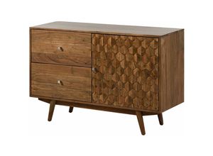 4251213575304 - Massivmoebel24de - Sideboard Akazie 115x42x75 Akazie natur lackiert mosayk 112 - natur