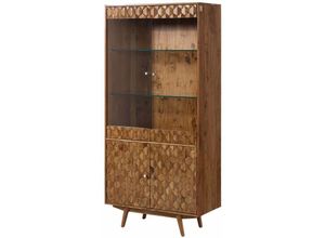 4251213575328 - Massivmoebel24de - Vitrine Akazie 90x42x190 Akazie natur lackiert mosayk 114 - natur