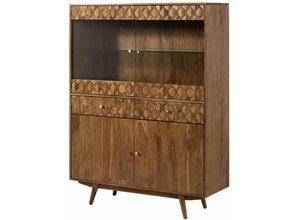 4251213575335 - Massivmoebel24de - Highboard Akazie 120x42x160 Akazie natur lackiert mosayk 115 - natur