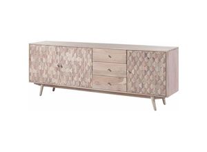 4251213575366 - Sideboard Akazie 210x42x75 weiß lackiert mosayk 209 - weiß