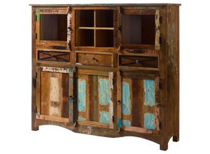 4251213575588 - Massivmoebel24 - Highboard Altholz 160x40x140 mehrfarbig lackiert nature of spirit 139 - mehrfarbig