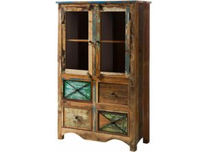 4251213575595 - Massivmoebel24 - Highboard Altholz 95x40x150 mehrfarbig lackiert nature of spirit 140 - mehrfarbig