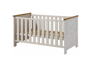 4251213576912 - Massivmoebel24de - Babybett Kiefer 70x140 weiß gewachst hanna 15 - weiß