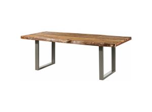 4251213577131 - Baumtisch Sheesham 180x90x77 natur sandgestrahlt U-Beine silber matt freeform 5 - natur 4251213577131 - Baumtisch Sheesham 180x90x77 natur sandgestrahlt U-Beine silber matt freeform 5 - natur
