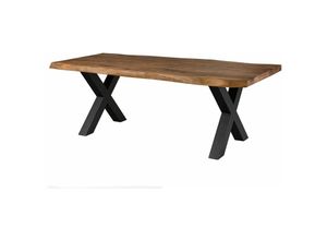 4251213577766 - Baumtisch Sheesham 220x100x77 natur gebeizt   X-Beine anthrazit matt freeform 5 - natur