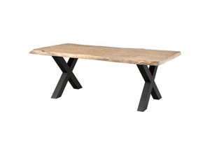 4251213579104 - Baumtisch Mango 220x100x77 beige lackiert   X-Beine anthrazit matt freeform 5 - beige