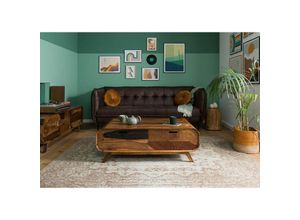 4251213582357 - Massivmoebel24 - Couchtisch Sheesham 120x70x40 dunkelbraun lackiert mailand 135 - dunkelbraun