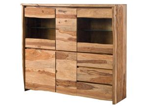 4251213582623 - Highboard Sheesham 166x48x145 natur lackiert   sandgestrahlt pure sheesham 200 - natur