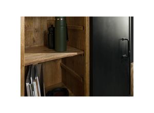 4251213585396 - Massivmoebel24de - Wohnzimmerschrank Mango 105x45x195 natur lackiert   Metall schwarz blackburn 104 - natur