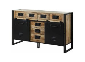 4251213585488 - Massivmoebel24 - Sideboard Mango 150x45x90 natur lackiert   Metall schwarz blackburn 110 - natur