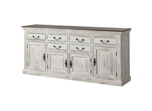 4251213585716 - Sideboard Mango   Akazie 200x45x90 weiß gewachst castle-antik 108 - weiß