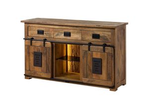 4251213594107 - Massivmoebel24 - Sideboard Mango   Altholz 150x45x90 natur lackiert railway lux 100