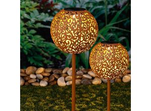 4251240701622 - Led Solar Gartenleuchtkugel Rostoptik Combi Set klein 18cm und groß 285cm - Technik@all